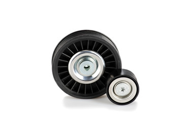 Image of two pulleys isolated on white