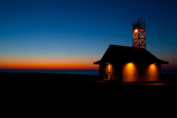 Sunrise at lifeguard post gradient colors sky
