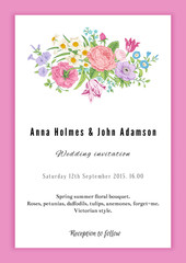 Vertical vector vintage wedding invitation