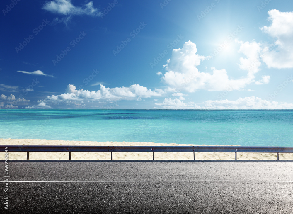 Wall mural road on tropical beach