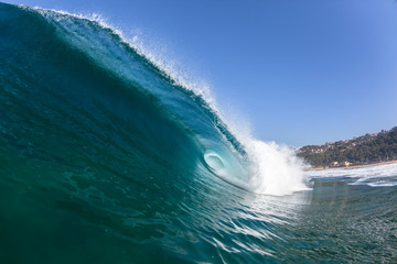 Blue Wave Swimming Hollow Crashing