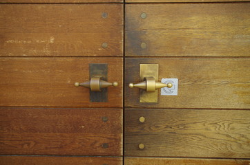 old Wooden Door With Golden Doorknob