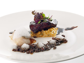 saithe fish  with pork jowl