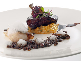 saithe fish  with pork jowl