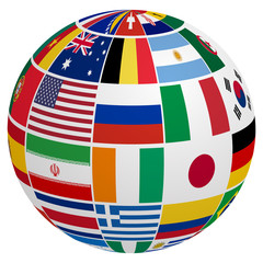 Globe of soccer team flag