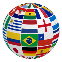 Globe of soccer team flag