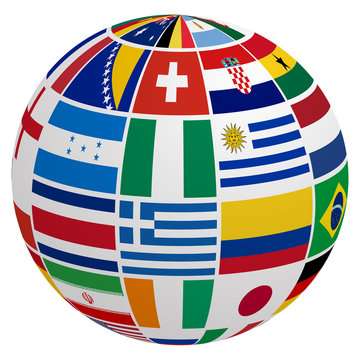 Globe of soccer team flag
