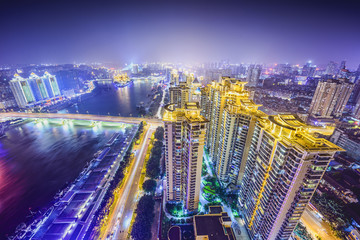 Fuzhou, Fujian, China Cityscape on the Min River