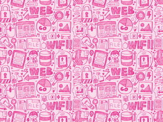 doodle internet seamless pattern