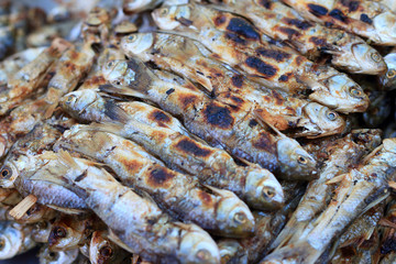 Grilled fish in the market