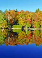 Autumn colors reflecting in lake
