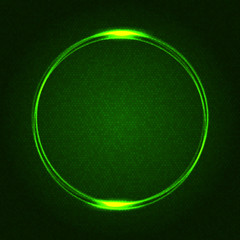 Green Glowing Rings on Dark Dotted Abstract Background. Vector