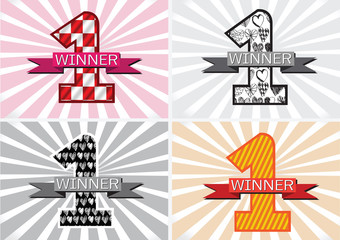 the Winner and Number One First Place sign simbol with ribbons