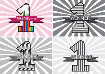 the Winner and Number One First Place sign simbol with ribbons