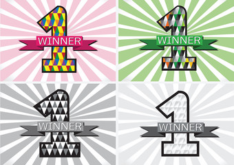 the Winner and Number One First Place sign simbol with ribbons