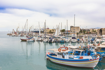 Naklejka na ściany i meble Boats in the old port of Heraklion. Crete, Greece.