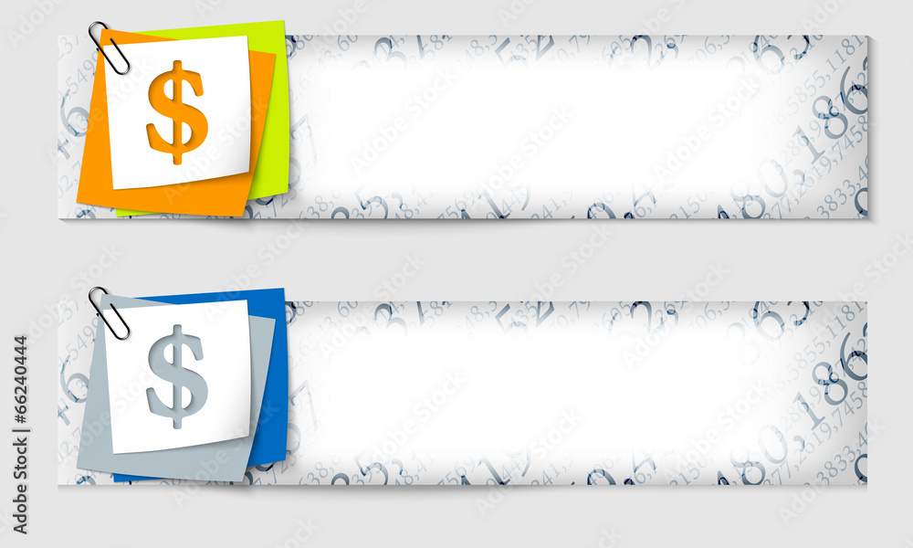 Poster set of two banners with the texture of the numbers and dollar sy
