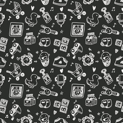 seamless doodle baby pattern background