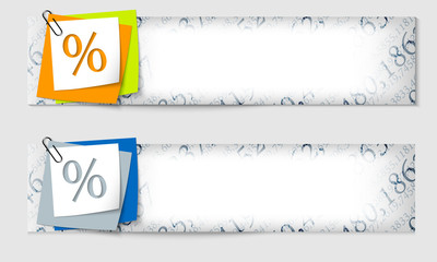 Obraz premium set of two banners with the texture of the numbers and percent s