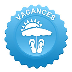 vacances sur bouton web denté bleu