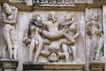 Poster Erotic Temple in Khajuraho. Madhya Pradesh, India. © OlegD