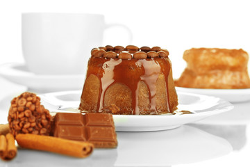 Yummy chocolate cake close-up