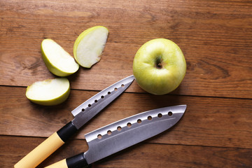 Kitchen knives  on wooden background