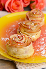 Tasty  puff pastry with apple shaped roses