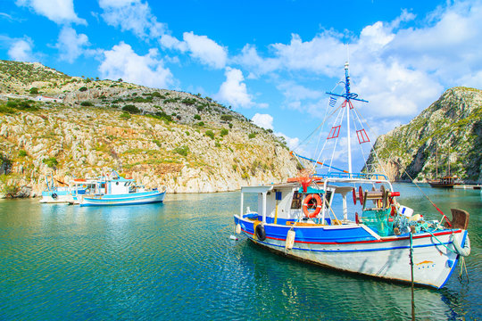 Fishing boats in a port in Greece