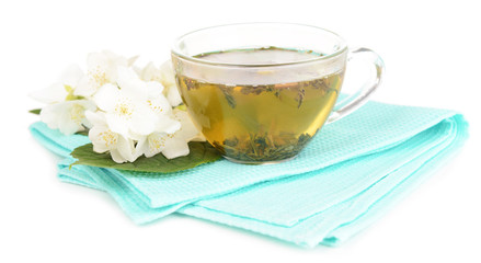 Cup of tea with jasmine isolated on white