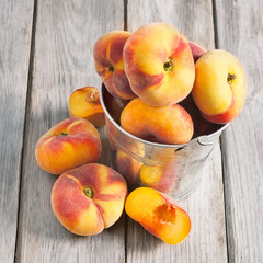 Fototapeta na wymiar Flat or saturn peaches