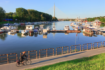 Marina with the cycling route and bridge
