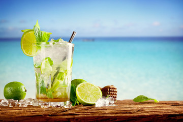 Summer mojito drinks on beach