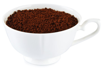 Cup of instant coffee isolated on white