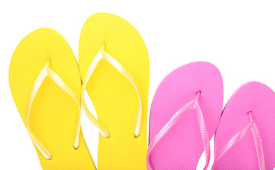Bright flip-flops isolated on white
