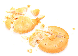 Crushed cookie isolated on white