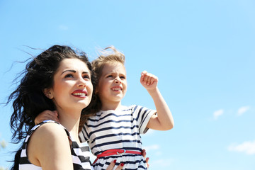 Happy mom and daughter