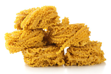 Raw homemade pasta, isolated on white