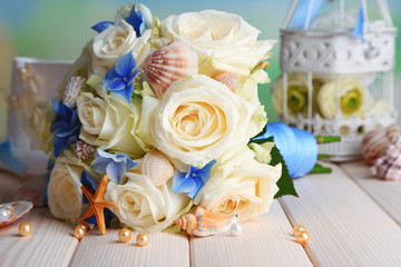 Beautiful wedding bouquet with roses