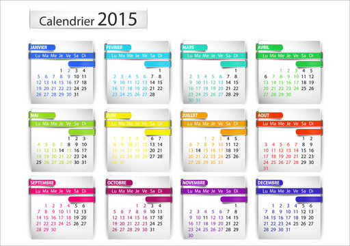 calendrier 2015 (horizontal) ruban 3d