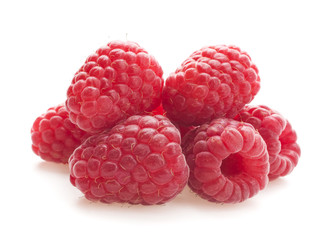 Red berry raspberry isolated on white background