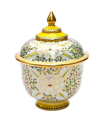 Benjarong porcelain on White background