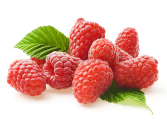 raspberries with leafs