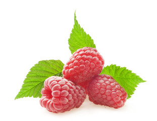 raspberries with leafs