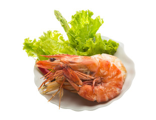Boiled king prawns