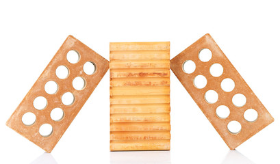 Brown bricks, isolated on white