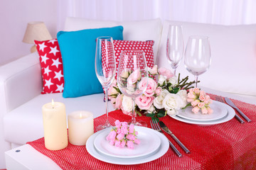 Festive table setting in interior