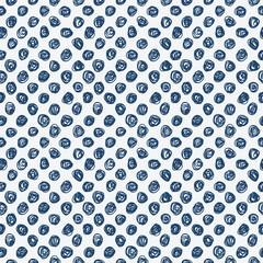 Indigo blue hand drawn seamless pattern