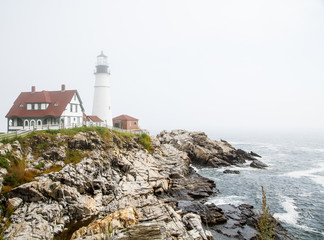 Fototapeta na wymiar Rocky Shore and Lighthouse