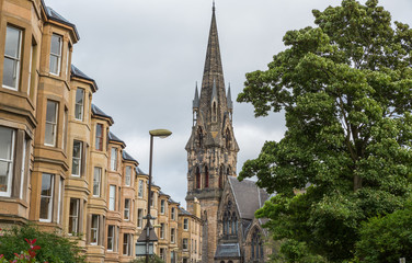 Fototapeta na wymiar Side view of vintage facades in Edinburgh